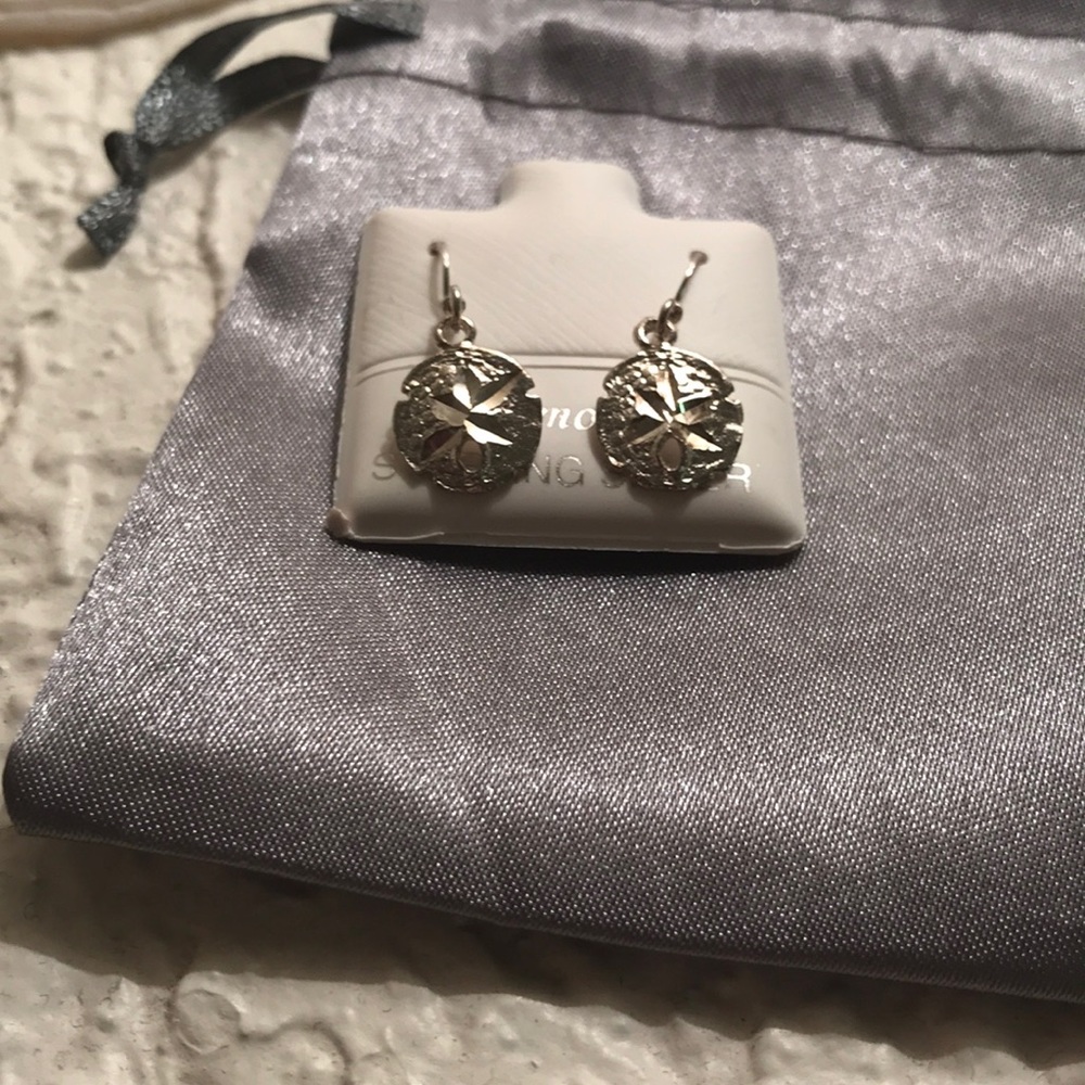 NWT Dainty Silver Sand Dollar Sterling Silver Earrings